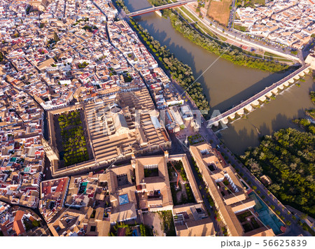 Aerial view of Cordoba with Roman Bridge and Mosque–Cathedral 56625839