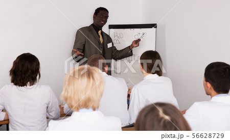 Businessman speaking to physicians Businessman speaking to physicians 56628729