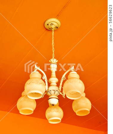 Interior white lamps and orange wall 56629623