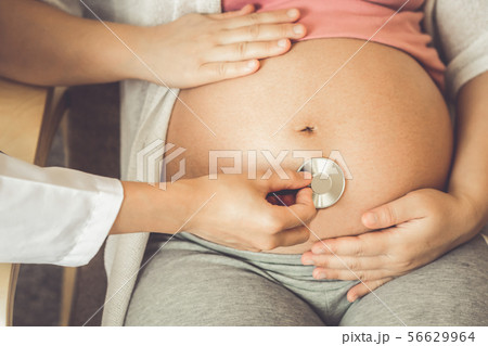 Pregnant Woman and Gynecologist Doctor at Hospital Pregnant Woman and Gynecologist Doctor at Hospital 56629964