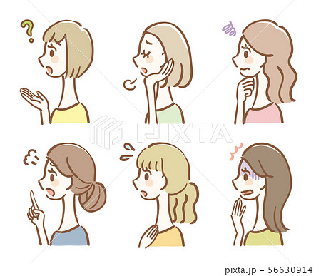 手描き風女性アイコンセット 56630914
