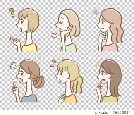 手描き風女性アイコンセット 56630914
