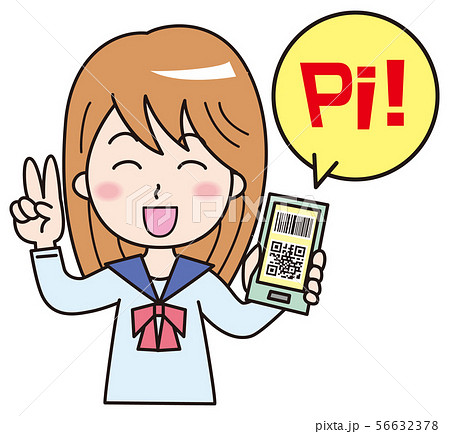 スマホ決済　イラスト　女子高生 56632378