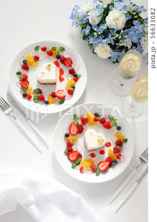 バレンタイン　ハートのレアチーズケーキ 56633082