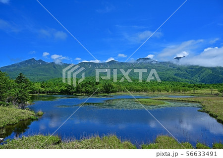 知床五湖で見た知床連山と湖のコラボ情景＠知床、北海道 56633491