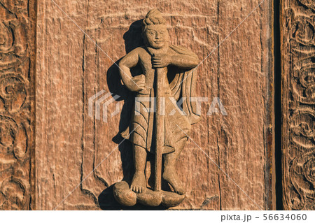 Archaeological, Close Up of carved art figures 56634060