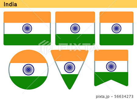 インドの国旗 6個の形のアイコンデザインのイラスト素材