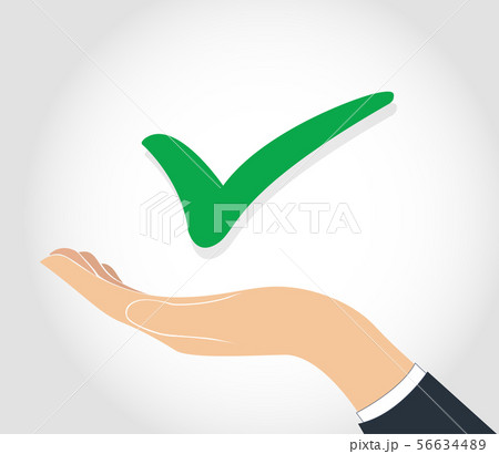 hand holding true check icon symbol 56634489