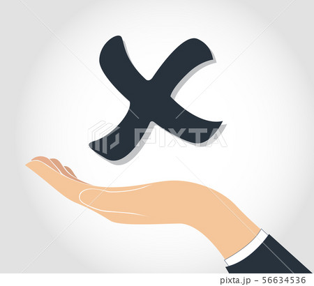 hand holding false check icon symbol  56634536