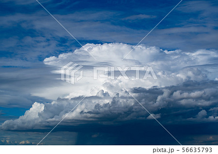 夏空 青空と雲 z 厚い積乱雲と雨柱 夏空 青空と雲 z 厚い積乱雲と雨柱 56635793