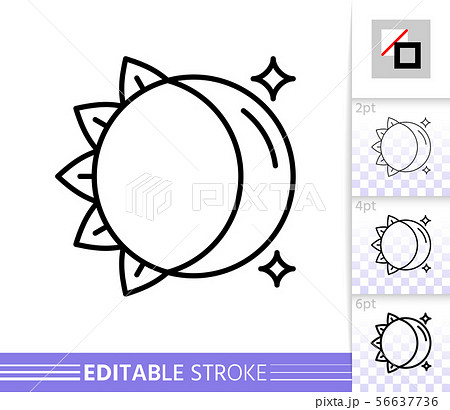 Moon Sun day night simple thin line vector icon 56637736