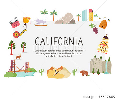 Bright design with famous places of California 56637865