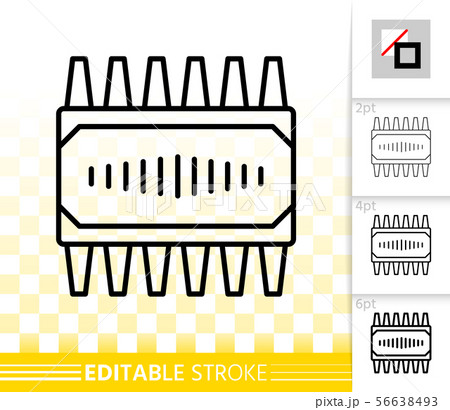 Microchip circuit simple black line vector icon Microchip circuit simple black line vector icon 56638493