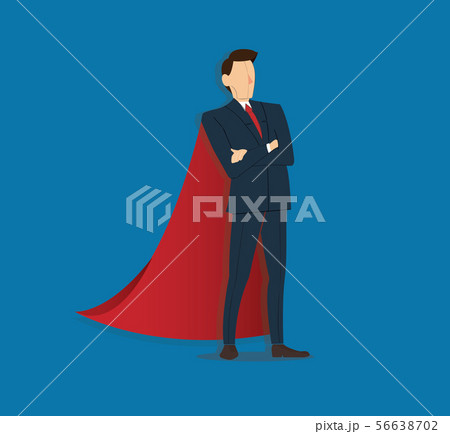 businessman standing with red cape businessman standing with red cape 56638702