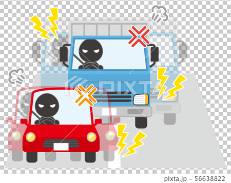 互いにあおり運転をするトラックと乗用車01 56638822