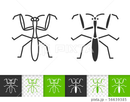 Mantis insect bug simple black line vector icon 56639385