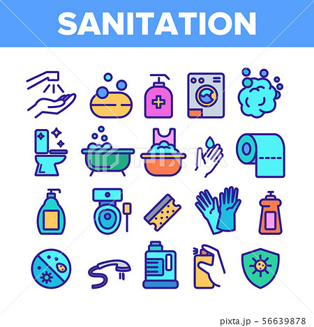 Color Sanitation Elements Icons Set Vector Color Sanitation Elements Icons Set Vector 56639878