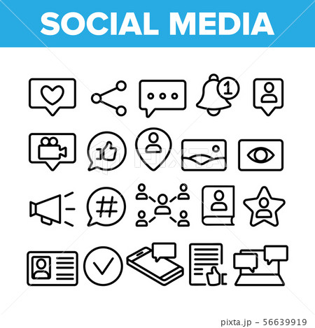 Collection Social Media Elements Icons Set Vector 56639919