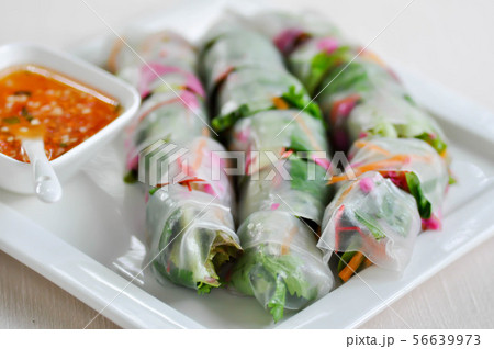 rice roll, fresh roll or vegetable roll rice roll, fresh roll or vegetable roll 56639973
