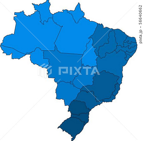 Blue outline Brazil map on white background. 56640662