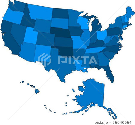 Blue outline USA map on white background. Blue outline USA map on white background. 56640664
