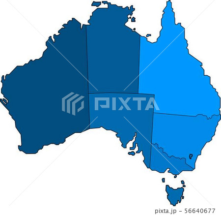 Blue Outline Australia Map On White Background のイラスト素材