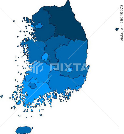 Blue outline South Korea map on white background. 56640678