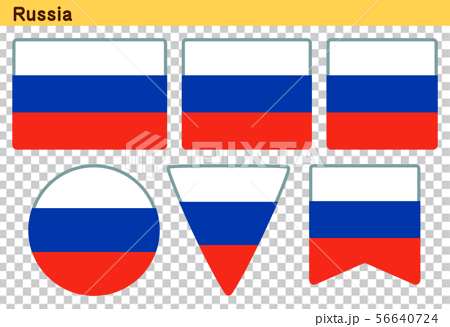 ロシアの国旗 6個の形のアイコンデザインのイラスト素材