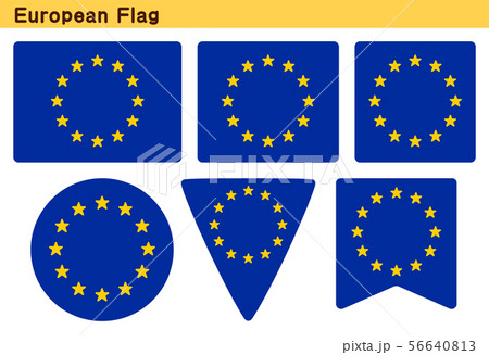 欧州旗 6個の形のアイコンデザインのイラスト素材