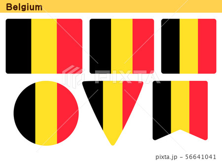 「ベルギーの国旗」6個の形のアイコンデザイン