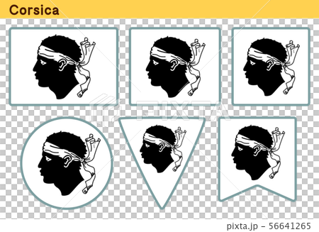 コルシカ島の旗 6個の形のアイコンデザインのイラスト素材