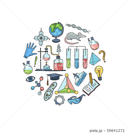 Vector Sketched Science Or Chemistry Elements のイラスト素材
