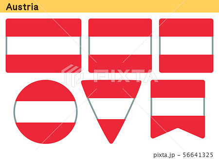 「オーストリアの国旗」6個の形のアイコンデザイン