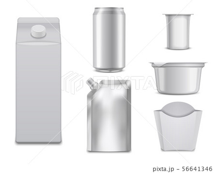 Empty food packages. White boxes and containers Empty food packages. White boxes and containers 56641346
