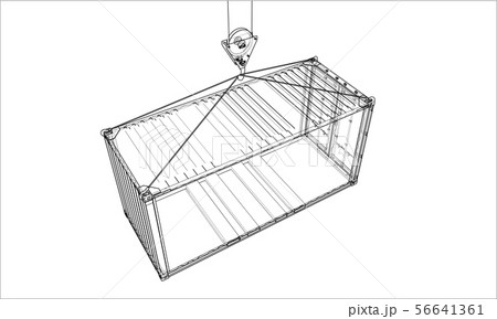 Cargo container. Wire-frame style Cargo container. Wire-frame style 56641361