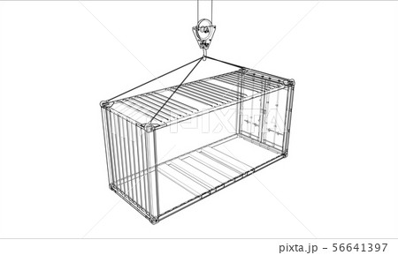 Cargo container. Wire-frame style 56641397
