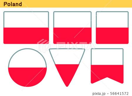 「ポーランドの国旗」6個の形のアイコンデザイン