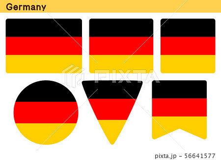 ドイツの国旗 6個の形のアイコンデザインのイラスト素材