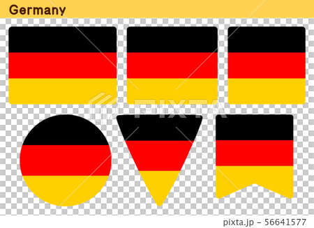 ドイツの国旗 6個の形のアイコンデザインのイラスト素材