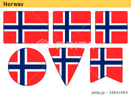 「ノルウェーの国旗」6個の形のアイコンデザイン