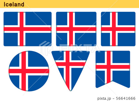 「アイスランドの国旗」6個の形のアイコンデザイン