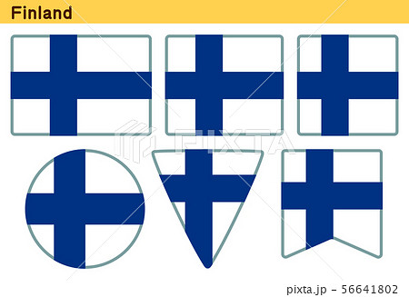 「フィンランドの国旗」6個の形のアイコンデザイン