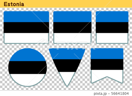 エストニアの国旗 6個の形のアイコンデザインのイラスト素材