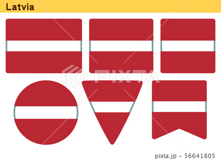「ラトビアの国旗」6個の形のアイコンデザイン