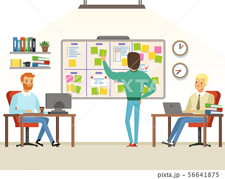Team leader make planning tasks on the boardのイラスト素材 [56641875] - PIXTA