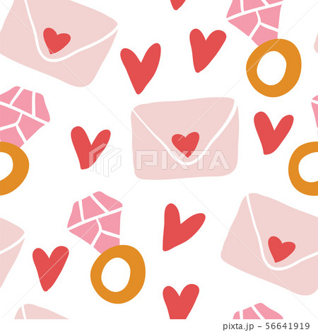 Repeated hearts with diamond rings, love letters 56641919