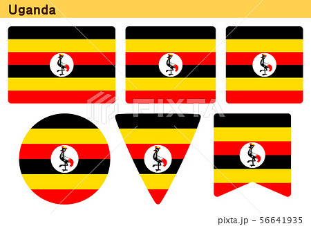 「ウガンダの国旗」6個の形のアイコンデザイン