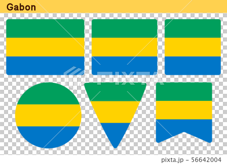 「ガボンの国旗」6個の形のアイコンデザイン 56642004