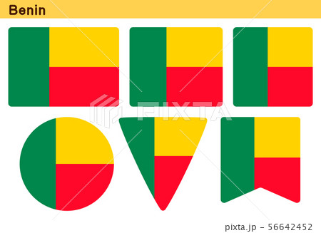 「ベナンの国旗」6個の形のアイコンデザイン