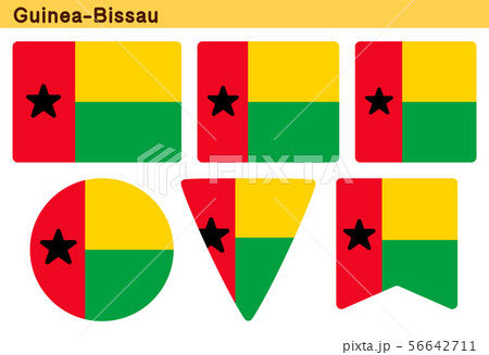 「ギニアビサウの国旗」6個の形のアイコンデザイン